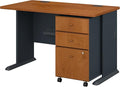 Bush Business Furniture Series A 48W Small Desk with Mobile File Cabinet in Natural Cherry and Slate Compact Computer Table with Drawers for Home or Professional Office
