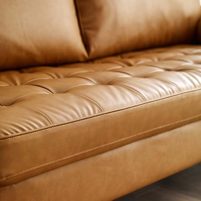 Modway EEI-3765-TAN Valour Upholstered Faux Leather Sofa Tan