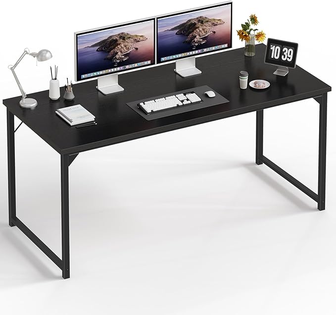 NEWBULIG Computer Desk for Bedroom 63 Inch Home Office Desks for Small Spaces Writing Gaming Work Study Table Black