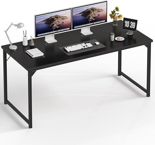 NEWBULIG Computer Desk for Bedroom 63 Inch Home Office Desks for Small Spaces Writing Gaming Work Study Table Black