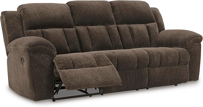 Signature Design by Ashley Frohn Modern Manual Reclining Sofa Dark Brown