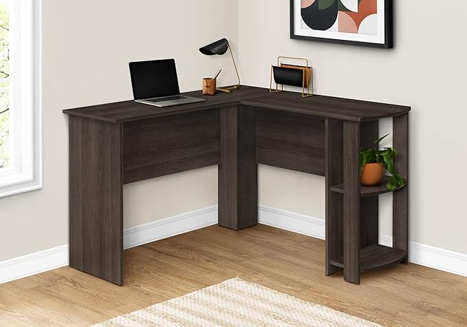 Computer Desk Home Office Corner Storage Shelves 48 l L Shape Work Laptop Brown Laminate Contemporary Modern