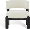 SAFAVIEH Couture Collection Rosabryna Modern Scandinavian Ivory/Black Boucle Accent Chair (Fully Assembled)