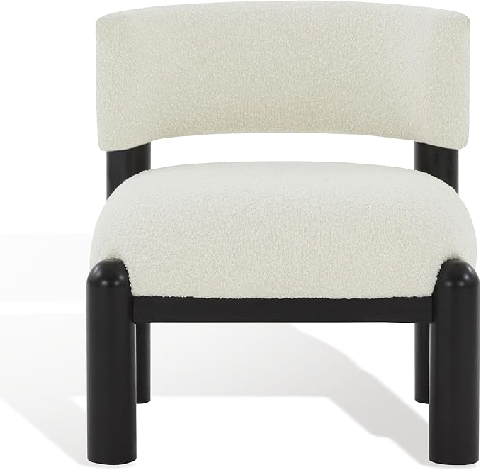 SAFAVIEH Couture Collection Rosabryna Modern Scandinavian Ivory/Black Boucle Accent Chair (Fully Assembled)