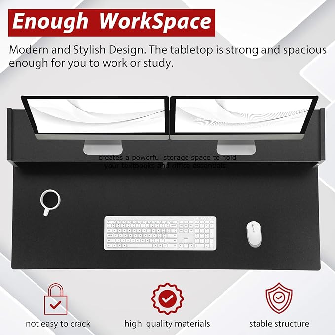 Home Office Desk Computer Desk with Drawers Keyboard Standing Desk Modern for Adults