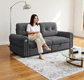 Queen Size Sleeper Sofa Couch with Pullout BedConvertible Pull Out Adjustable Backrest for Small SpacesApartment Guest Room (3820GREY)