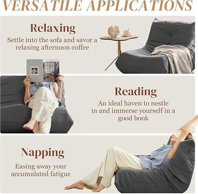 Luxury Accent Chair Gray Microfiber Comfy Chair with Button-Tufted Details Armless Lounge Chair Modern Living Room Furniture for Bedroom Apartment &amp Gaming Room (Grey)