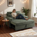 3 in 1 Convertible Sofa Bed52.8 Pull Out Couch with 2 Pillows and Side PocketsModern Corduroy Fabric Sleeper Loveseat with Adjustable Backrest for Living Room Bedroom Apartment (Green Corduroy)