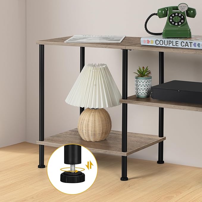 50 Inch TV Stand with Power Outlet Small Entertainment Center with Storage 3 Tier TV Consoles for Living Room Bedroom Office Farmhouse TV Media Console Table for 50 43 40 32 Inch TV Rustic Grey