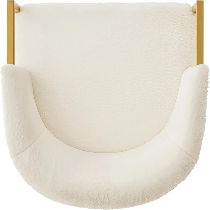 Modern Accent Chair with Gold Metal Frame Cozy Armchair Upholstered Reading Chair with Ergonomic Curved Backrest for Living Room Office (Beige-36)