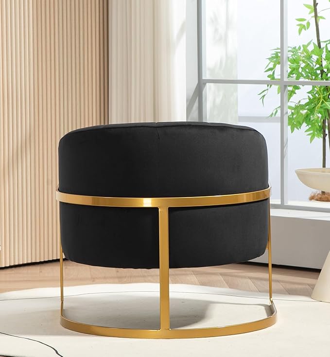 Velvet Modern Accent Armchair - Luxury Gold Frame | Versatile Seating for Living Room Bedroom Office Black