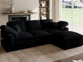 Cloud Sectional Couches for Living Room L Shaped Modular Sectional Sofa with Ottoman Convertible Corduroy Couch for Apartment 4 Seater Boneless Comfy Cloud Sofa No-Assembly Black