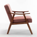Mid Century Modern Accent Chair with Wood Frame Upholstered Living Room Chairs with Waist Cushion Reading Armchair for Bedroom Sunroom Lounge Chair Indoor Office Family (Pink)