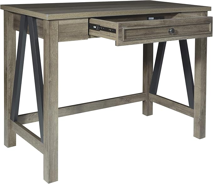 OSP Home Furnishings Braydon 42-Inch Wide Writing Desk Grey Oak