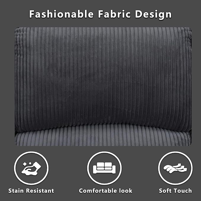 Fabric Recliner SofaReclining Sofa for Living Room Furniture SetsDark Gray Wall Hugger Recliner Couch with Hidden Table/Cup Holders for Living Room/Theater Seating(3 Seater Sofa)