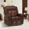COLAMY Swivel Rocking Recliner Glider Sofa Chair with with Phone StandMassage FunctionHeatingIdeal for Living Room Office BedroomDarkbrown