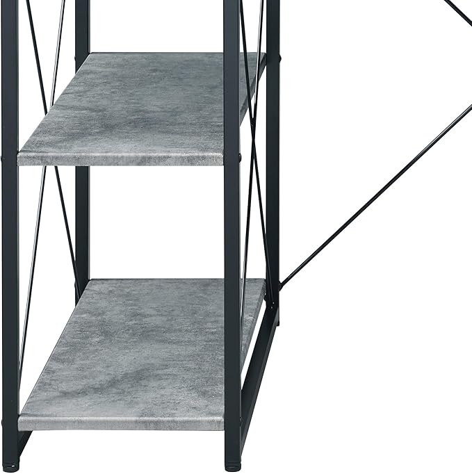 Penau Gray Finish Writing Desk Spacious Storage with Metal Frame Modern Design for Home Office Creative Studio Compartment Style