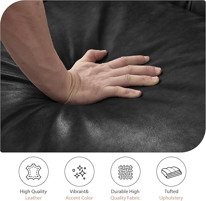 AVZEAR Chesterfield Modular Sectional Sofa Comfy Leather PU Couch Sectional with 2 Pillows Modern Upholstered Couches Living Room Furniture Sets for Living Room Bedroom and Apartment Black