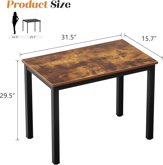 Need Small Computer Desk 31-1/2'' Sturdy and Heavy Duty Writing Desk for Small Spaces and Compact Desk Study Table Laptop Desk Rustic Brown AC3FB (80 * 40)-ND
