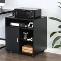 FITUEYES Rolling Wood File Cabinet with Door Mobile Large Office Work Cart with Adjustable Storage Shelves Black 23.6 W x 19.6 D x 26.4 H