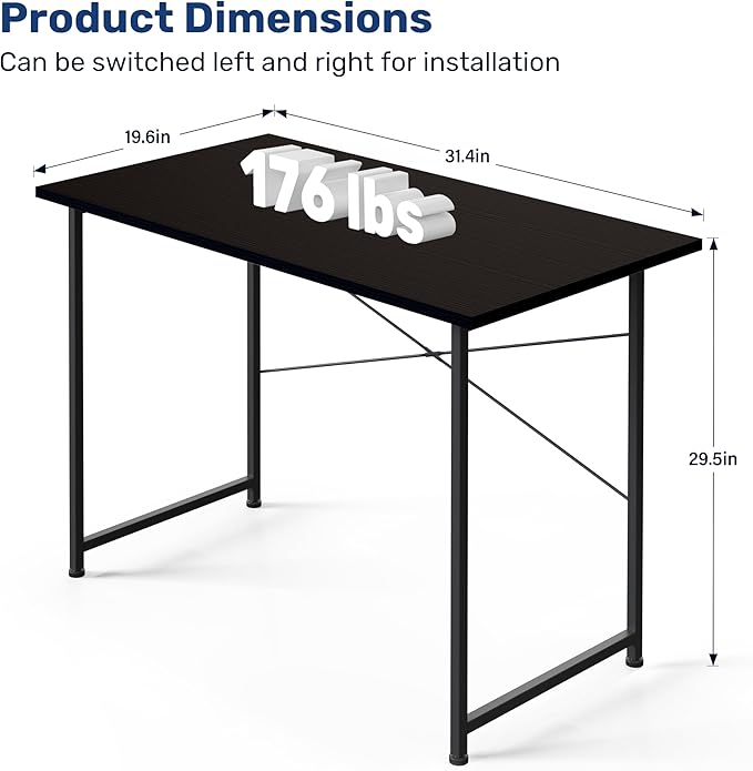 YSSOA Computer Desk Home Office Work Study Writing Modern Simple Table with Headphone Hooks