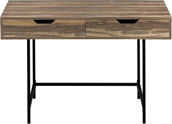 Computer Desk Home Office Laptop Storage Drawers 48 l Work Brown Laminate Black Metal Contemporary Modern MS585