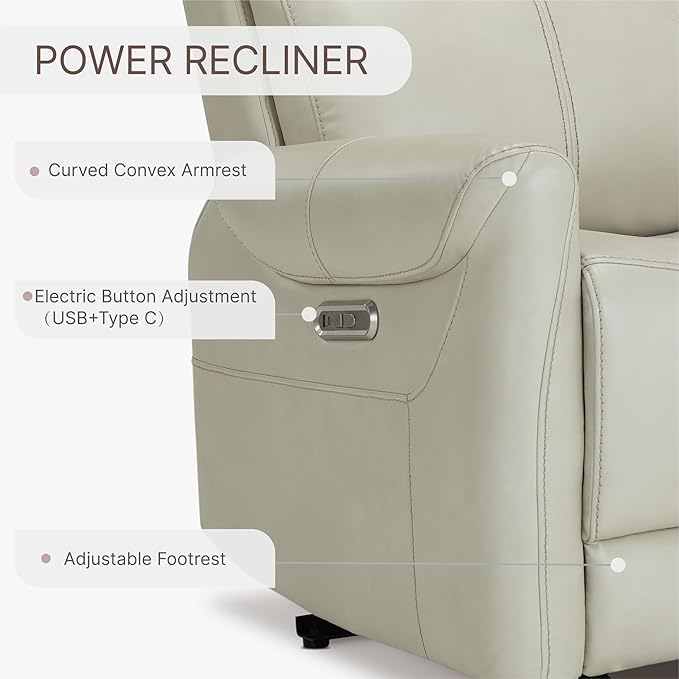 Wall Hugger Recliner Chair for Adults Faux Leather RV Recliner with USB Charging Ports Electric Power Reclining Sofa for Living Room Home Theater Seating Bedroom