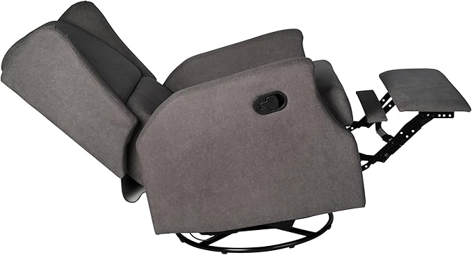 Flash Furniture Omma Swivel Glider Rocking Recliner Manual Wingback Recliner with 360 Degree Swivel for Living Room Bedroom or Nursery Upholstered Dark Gray