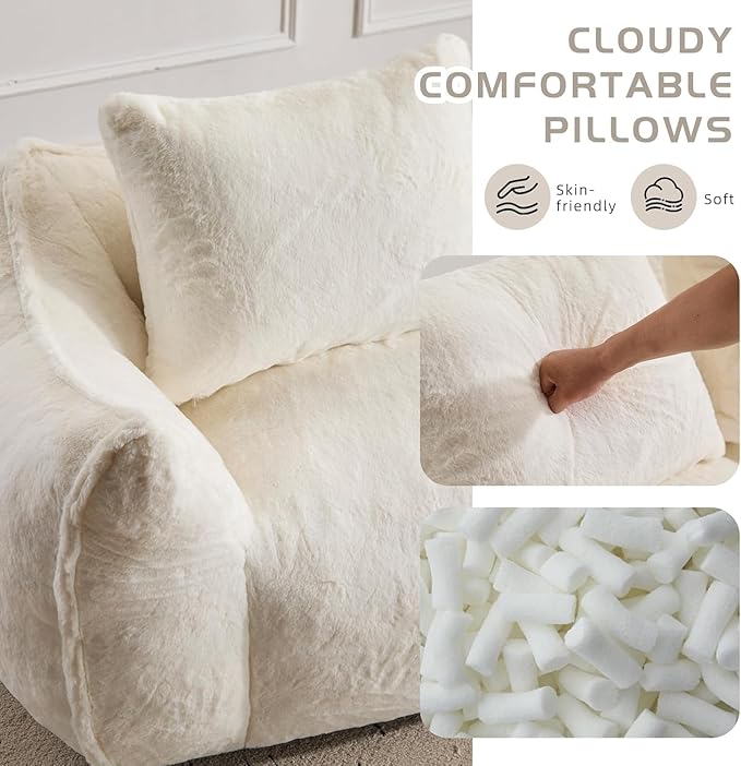 Alpen Loveseat Sofa 75 Comfortable Couch with Armrests 2 Seater Memory Foam Couches with Tufted Cushion &amp Backrest Compressed Sofas for Bedroom Living Room White