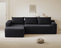 97inch Boneless L-Shaped Sectional Sofa with Throw Pillow &amp Side Pockets- No Assembly Compressed Modular Couch Memory Foam Deep Seat for Living Room Bedroom Apartment Black Left