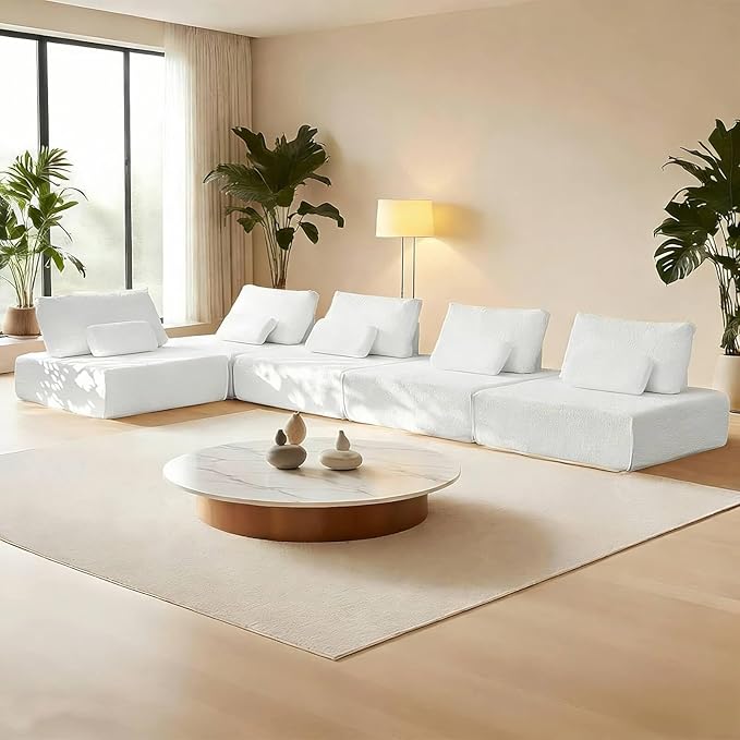 Modular Cloud Sectional Couch – L-Shaped Sofa with Chaise &amp Deep Memory Foam Seat No Assembly Required for Apartments Living Room Office &amp Small Spaces (5PCS) | Modular combination