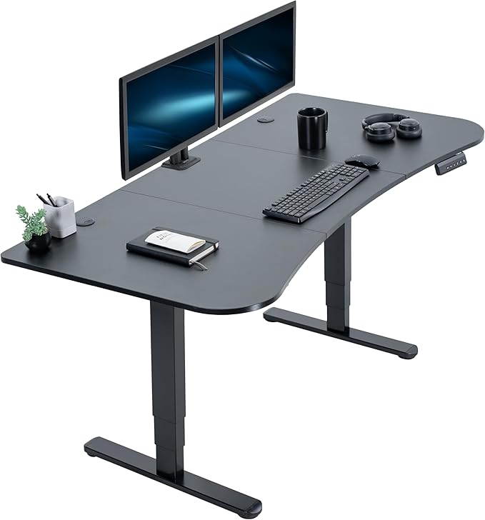 VIVO Electric 63 x 32 in Dual Motor Standing Desk Memory Height Adjustment 2B Series Black Top Black Frame DESK-KIT-2B1B
