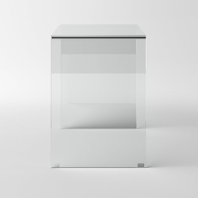Neos Modern Furniture Bent Glass Computer Desk Rectangular Shaped PC Laptop Workstation Table for Home Office Clear