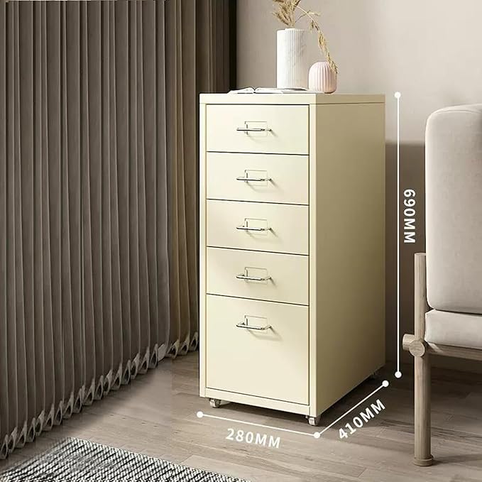 File Cabinet Multilayer Tin Cabinet Household Storage Narrow Storage Cabinet File Cabinet Office Drawer Cabinet (Color : Beige)