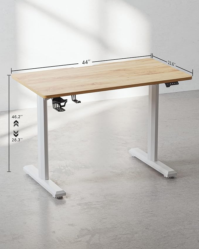 CubiCubi Height Adjustable Electric Standing Desk 44 x 24 Inches Stand Up Table Sit Stand Home Office Desk with Splice Board Top