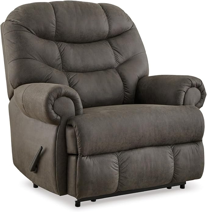 Signature Design by Ashley Camera Time Classic Tufted Faux Leather Zero Wall Recliner Gray