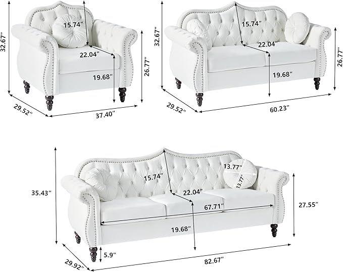 AVZEAR Modern Velvet Upholstered Accent Chair Mid-Century Modern Armchair Tufted Lounge Reading Chair White 1 Seater