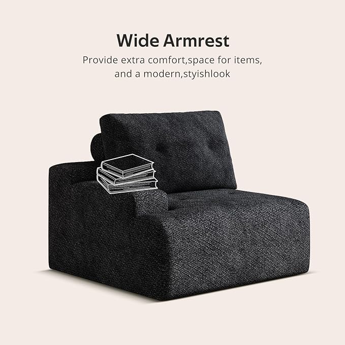 98 Chenille Modular Sectional Sofa 3-Seater Cloud Couch for Living Room Oversized Comfy modular sectional couches for living room Boneless couch 3 seater green couch (dark gray 3-Seater)