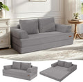 COMAX Convertible Sofa Bed Folding Floor Couch Corduroy Fold Out Couch Bed Futon Sleeper Mattress with Pillows Boneless Sofa Comfy Lounge Loveseat for Living Room Bedroom Light Grey