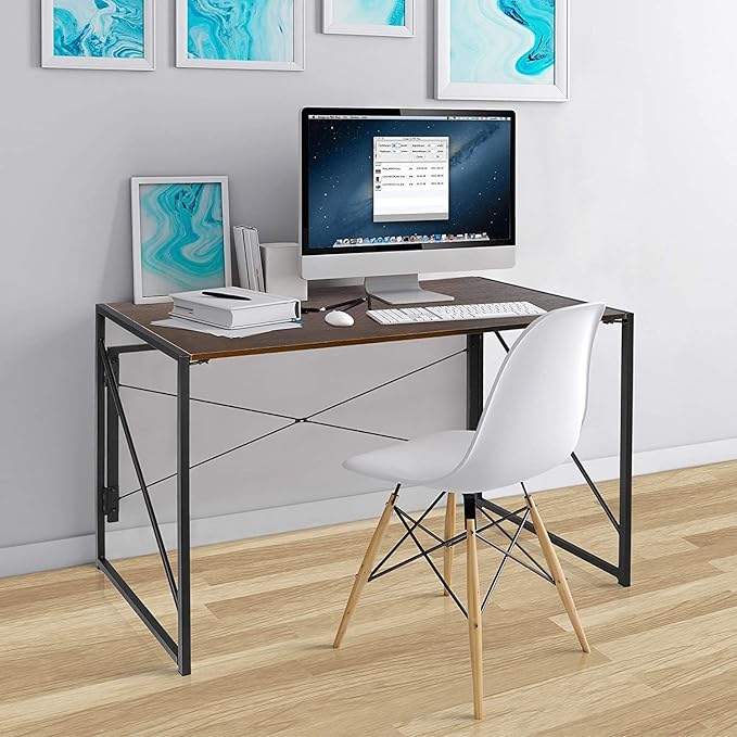 Folding Computer Desk 39 Writing Computer Desk Space Saving Sturdy Modern Simple Work Home Office Gaming Table Portable PC Corner Laptop Table