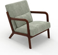 GarveeHome Mid-Century Accent Chair Cozy Wide-Wale Corduroy Reading and Lounge Armchair with Lumbar Pillow Modern Wood Frame for Living Room Bedroom Office Green