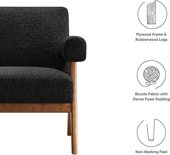 Modway EEI-6502-BLK Lyra Boucle Fabric Armchair Black
