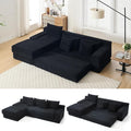 ‌104 3-Seater L-Shaped Modular Sectional Sofa with Chaise Convertible Sleeper Sofa Bed with Memory Foam &amp Floor Couch Comfy Corduroy Deep Seat Couch for Living Room No Assembly RequiredBlack