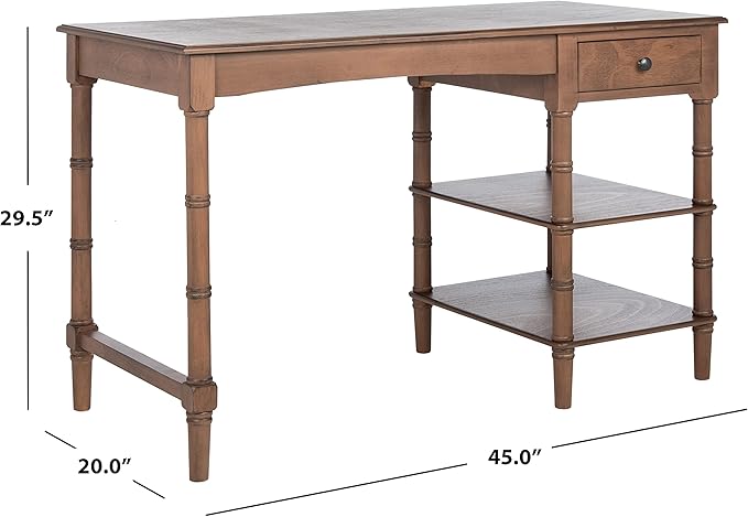 SAFAVIEH Home Collection – Henric 1-Drawer Computer Desk with 2 Shelves Brown Home Office Writing Table 45 Wide (DSK5712B)