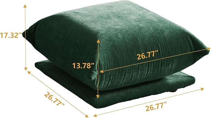 JACH Mid-Century Modern Ottoman Comfy Chenille Sofa Footrest Couch with Thick Cushion 26 Foot Stool Furniture for Small Spaces Living Room Bedroom Office Apartment Green