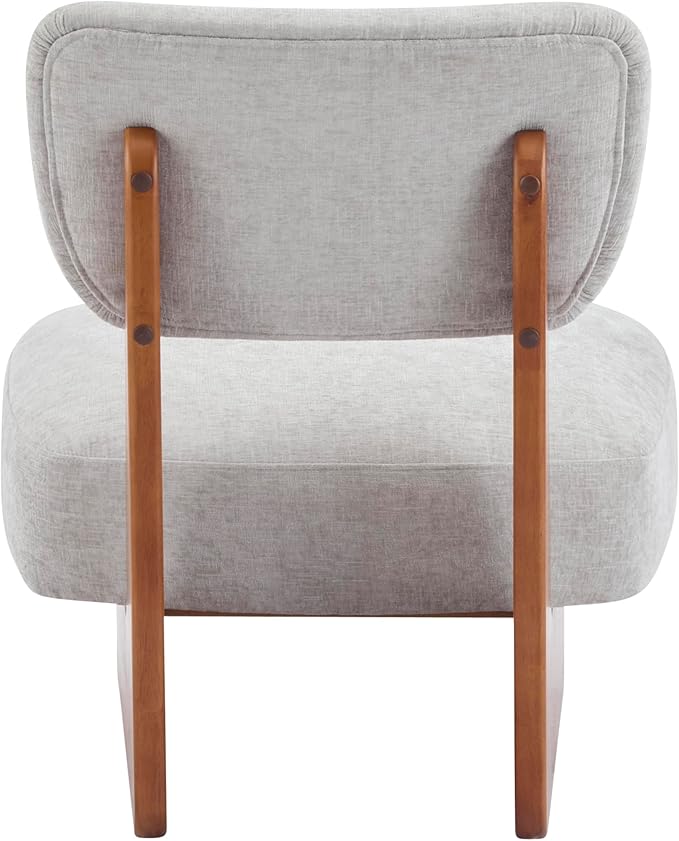 Accent Chairs Set of 2 Mid-Century Modern Chair with Polyester Upholstery Wood Base with Walnut Finish Minimalist and Stylish Accent Seating for Living Room Bedroom Balcony (Walnut+Gray)