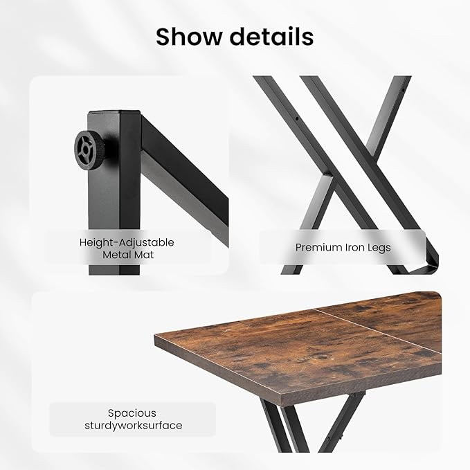 70.9Inch Office Desk Executive Office DeskModern Industrial Style Z-Shaped Table Legs Country Black Wood Grain Top for Home Office Study Conference (Iron Wood)