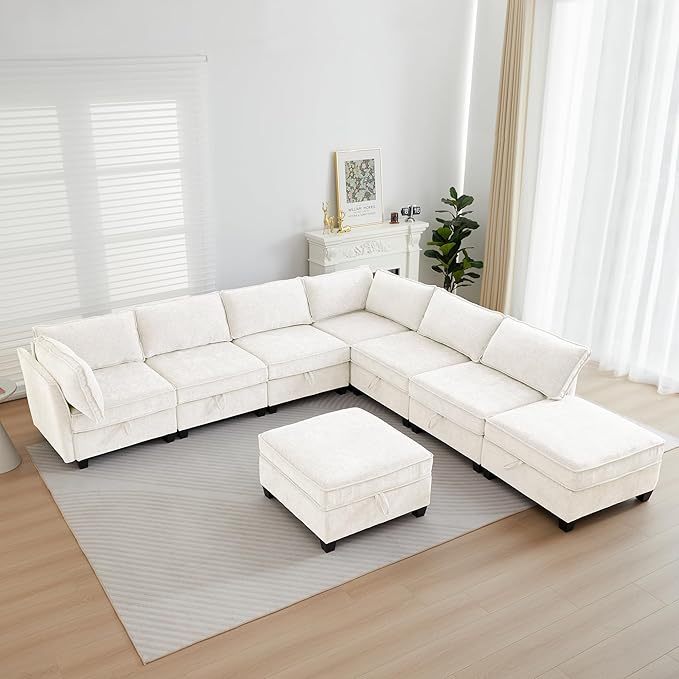 ORRD Small Modular Sectional Sofa Loveseat Couch with Storage 2 Seater Sofa Modular for Living Room Office (Beige)