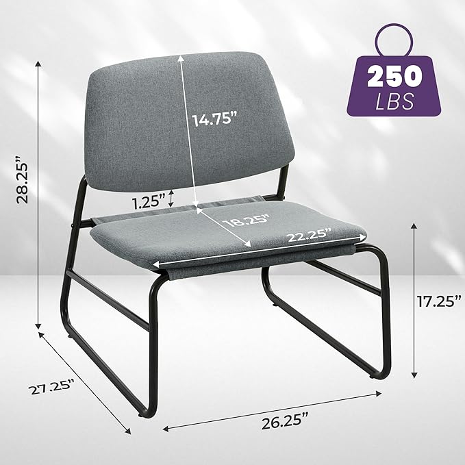 DAICO Modern Accent Chair Armless Sling Accent Chairs Comfy Upholstered Side Sitting Chairs with Metal Frame for Living Room Bedroom Balcony Garden Linen Grey