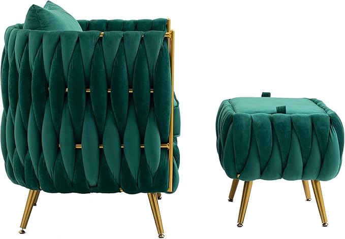 Accent Chair with Storage Ottoman Chair Tufted Barrel Chair Set Arm Chair for Living Room Bedroom